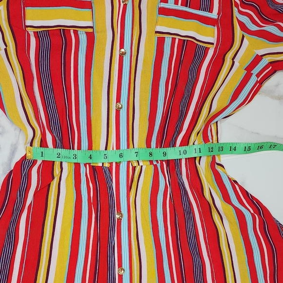 Strip multi color button down maxi shirt dress - Picture 7 of 13